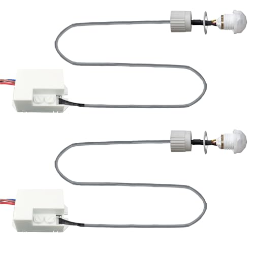 Mini Bewegungsmelder Innen, 2er Set Einbau-Bewegungsmelder IP20, 220V Infrarot Bewegungsmelder 6m /...
