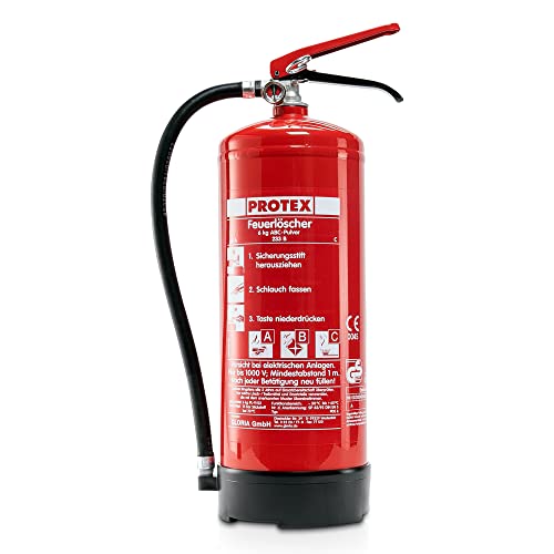 Pulver-Feuerlöscher – Protex Pulverfeuerlöscher – 6 Liter - für die Brandklassen ABC –...