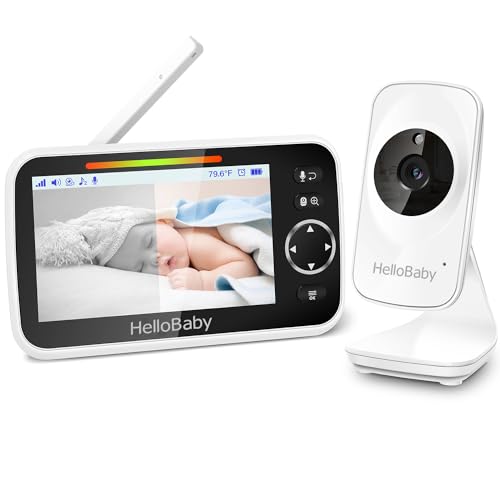HelloBaby Babyphone mit Kamera und Audio, 12,7 cm (5 Zoll) Farb-LCD-Bildschirm mit 30-Stunden-Akku,...