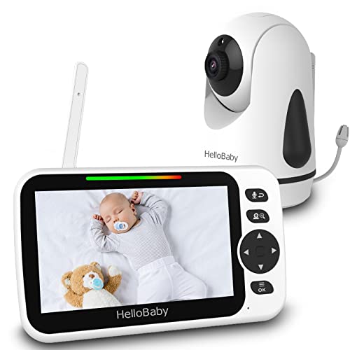 HelloBaby 5 Zoll Babyphone Kamera, 2.4 GHz Baby KameraRemote Video 355°/120°Schwenkbar...