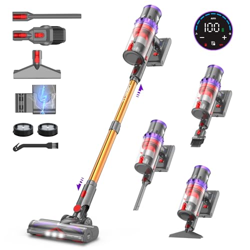 coovy SU7 Akku Staubsauger 580W, 45000Pa Staubsauger Kabellos Bis zu 70 Minuten Laufzeit,...