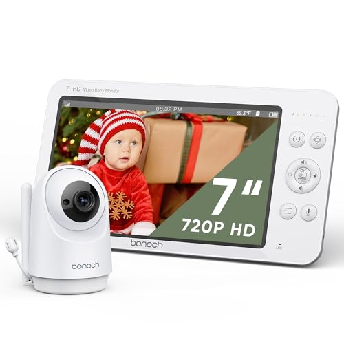 bonoch 7 Zoll Babyphone mit Kamera, 720P HD 6000mAh Akku Video Babyphon, Nachtsicht,beidseitige...