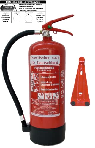 Brandengel® Feuerlöscher 6kg ABC Pulver mit Manometer EN 3, Messingarmatur Sicherheitsventil, mit...