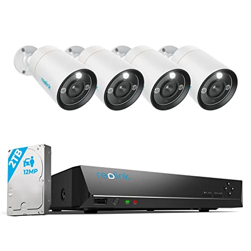 Reolink 12MP Überwachungskamera Aussen Set, 4 X PoE IP Kamera Überwachung Outdoor, Spotlights,...