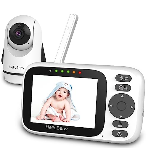 HelloBaby Babyphone mit Kamera, ferngesteuertes Schwenk-Neige-Zoom Video Babyphone und 3,2'' IPS...
