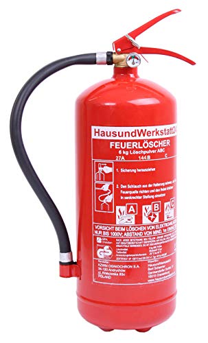6 kg Pulver Feuerlöscher 12 LE mit Manometer (Dauerdrucklöscher GP-6X Instandhaltungsnachweis...