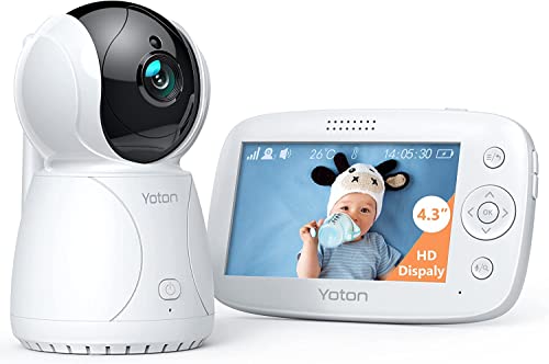 YOTON Babyphone mit 310°/100° Drehbare Kamera Kamera, 4,3 Zoll 3200mAh Babyphone, 2-Wege-Audio,...