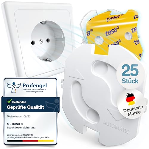 MUTKIND® Steckdosen Kindersicherung - (25 STK. mit Kleber von TESA) Steckdosenschutz...